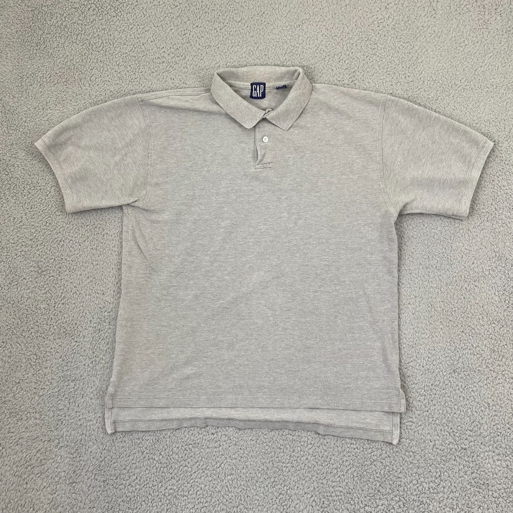 Gap Vintage Polo Shirt Men L Gray Short Sleeve 90s